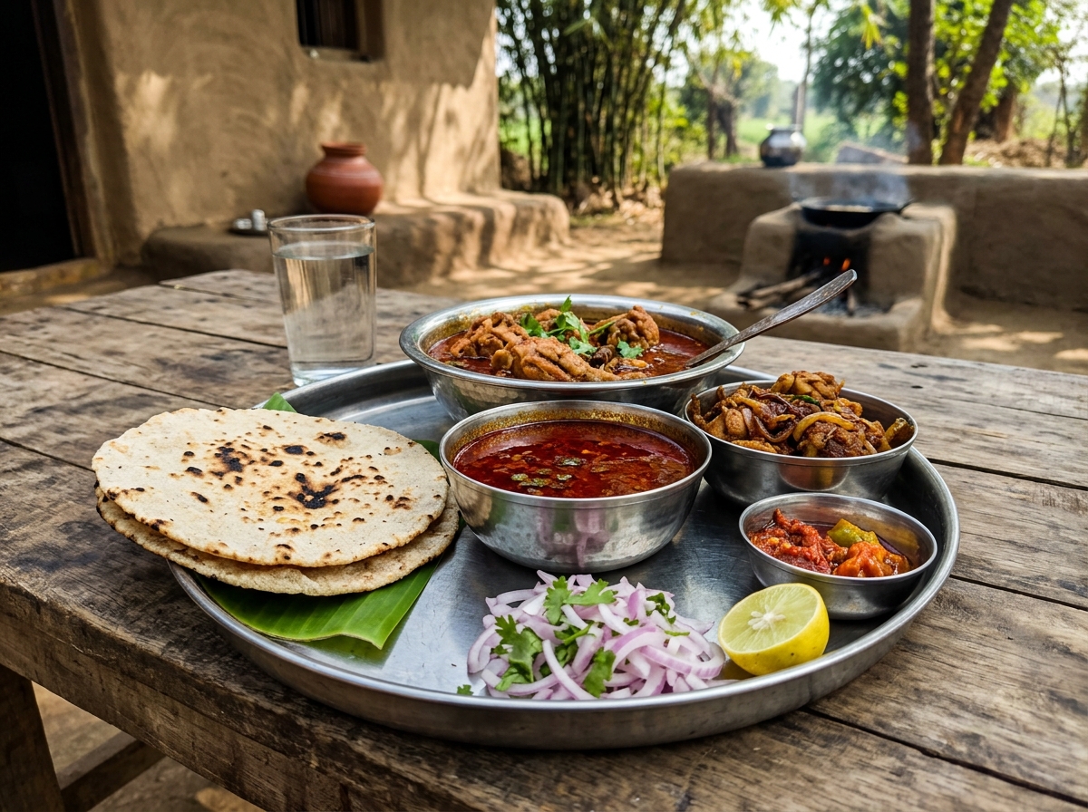 Spicy Maharashtrian Chicken Thali